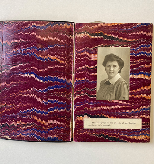 a book with a portrait on the front